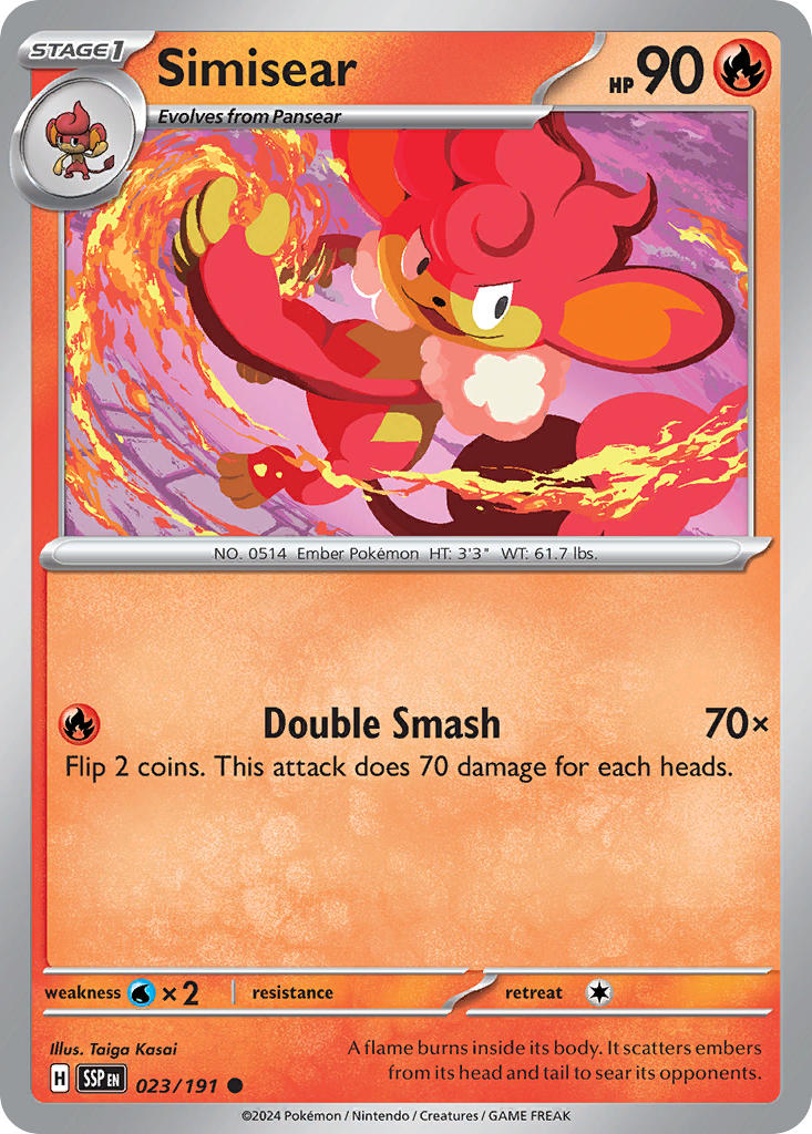 Simisear⁣ - Surging Sparks⁣ (Common)⁣ [023] English / Near Mint / Reverse-Holo Normal