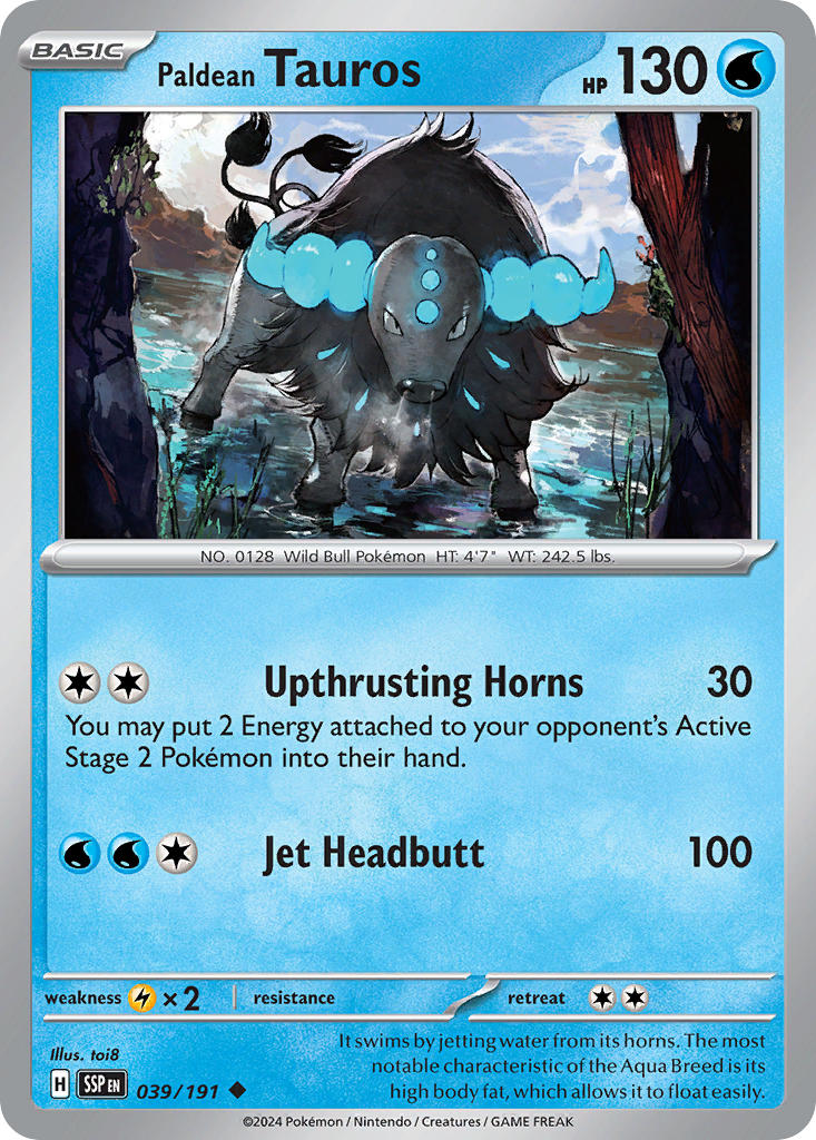 Paldean Tauros⁣ - Surging Sparks⁣ (Uncommon)⁣ [039] English / Near Mint / Reverse-Holo Normal