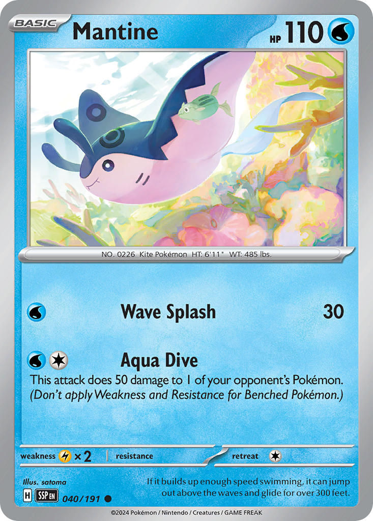 Mantine⁣ - Surging Sparks⁣ (Common)⁣ [040] English / Near Mint / Reverse-Holo Normal