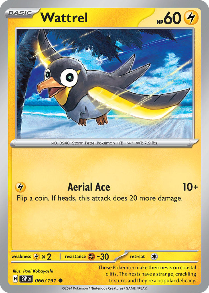 Wattrel⁣ - Surging Sparks⁣ (Common)⁣ [066] English / Near Mint / Reverse-Holo Normal
