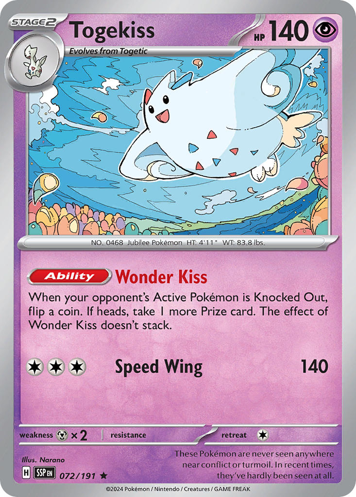 Togekiss⁣ - Surging Sparks⁣ (Rare)⁣ [072] English / Near Mint / Normal