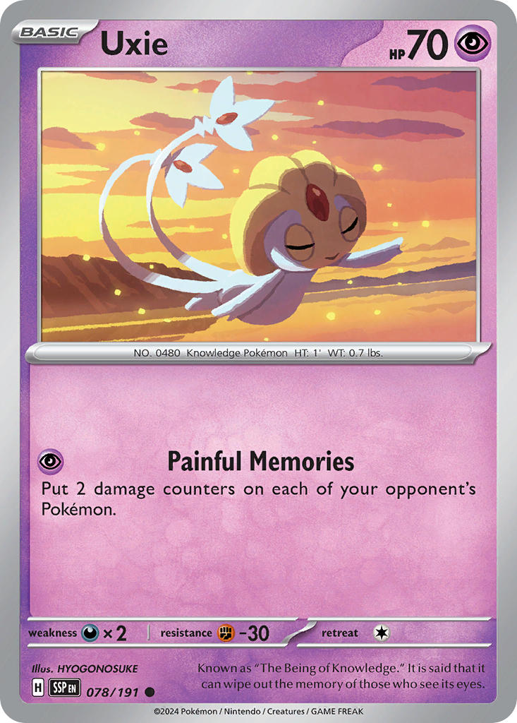 Uxie⁣ - Surging Sparks⁣ (Common)⁣ [078] English / Near Mint / Reverse-Holo Normal