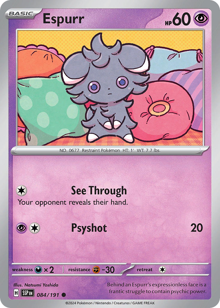 Espurr⁣ - Surging Sparks⁣ (Common)⁣ [084] English / Near Mint / Normal