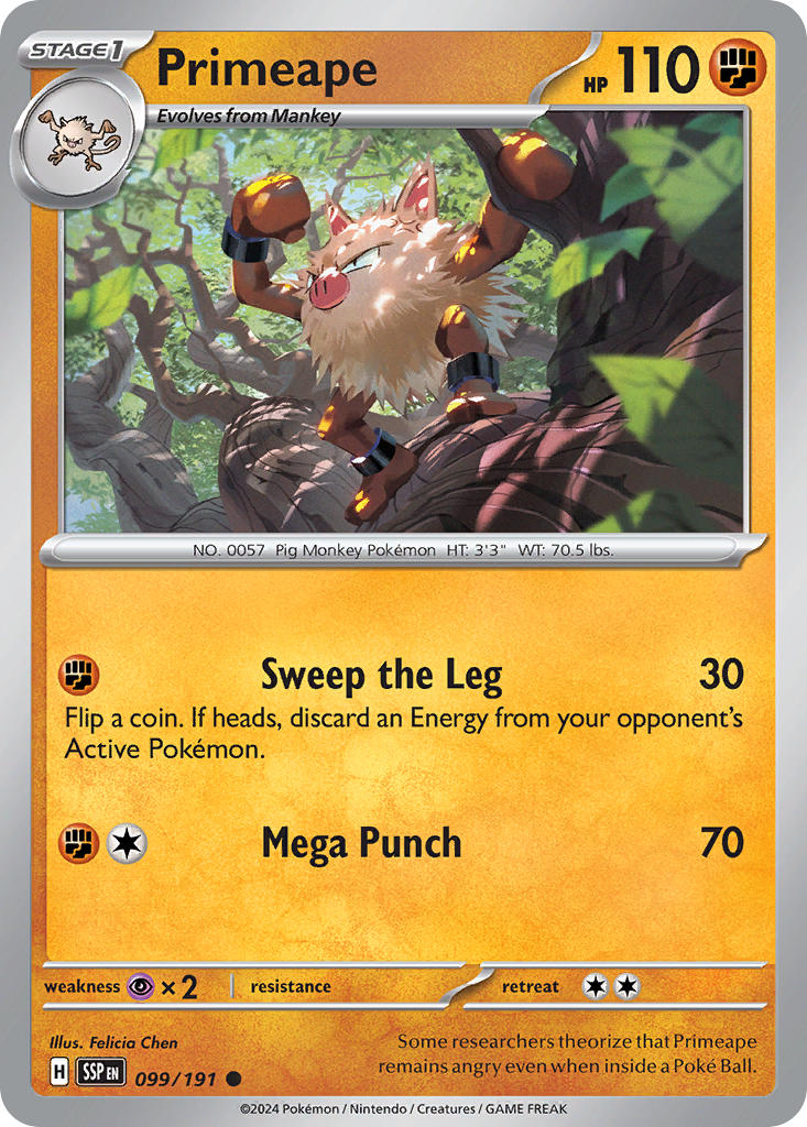 Primeape⁣ - Surging Sparks⁣ (Common)⁣ [099] English / Near Mint / Normal