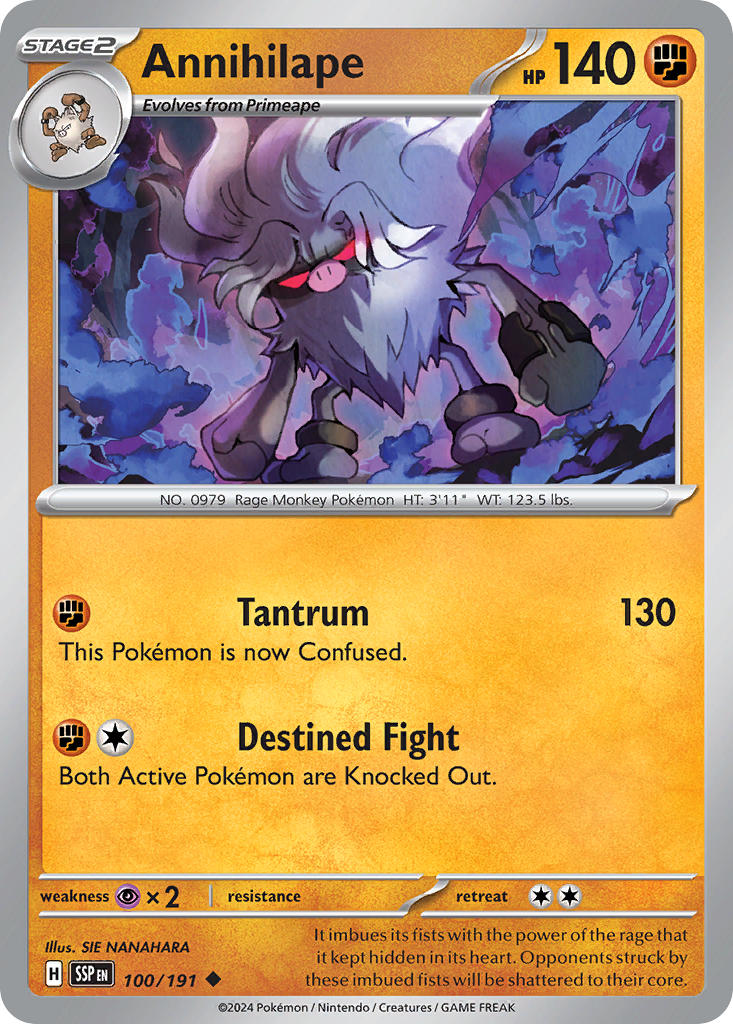 Annihilape⁣ - Surging Sparks⁣ (Uncommon)⁣ [100] English / Near Mint / Reverse-Holo Normal