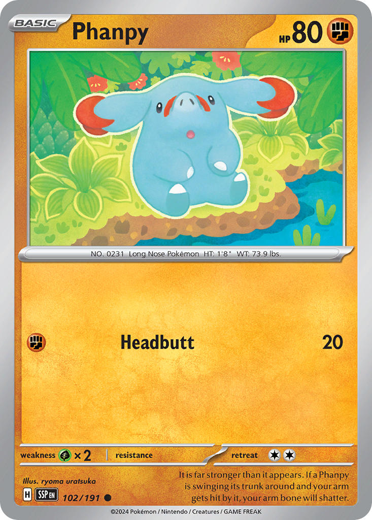 Phanpy⁣ - Surging Sparks⁣ (Common)⁣ [102] English / Near Mint / Normal