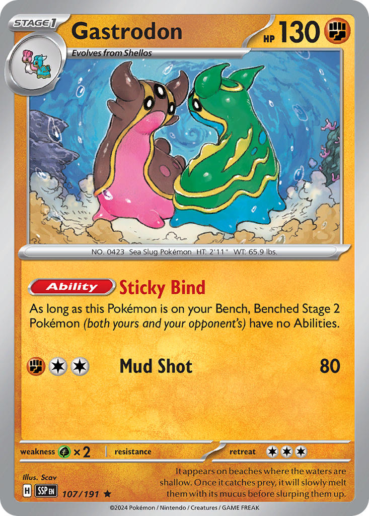Gastrodon⁣ - Surging Sparks⁣ (Rare)⁣ [107] English / Near Mint / Reverse-Holo Normal