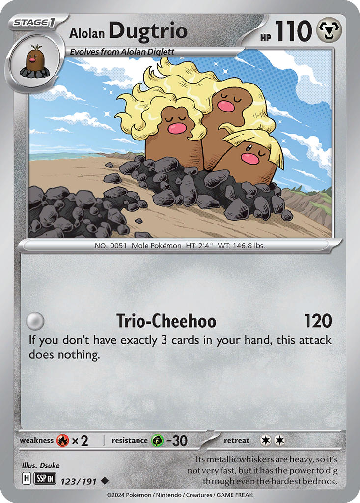 Alolan Dugtrio⁣ - Surging Sparks⁣ (Uncommon)⁣ [123] English / Near Mint / Normal