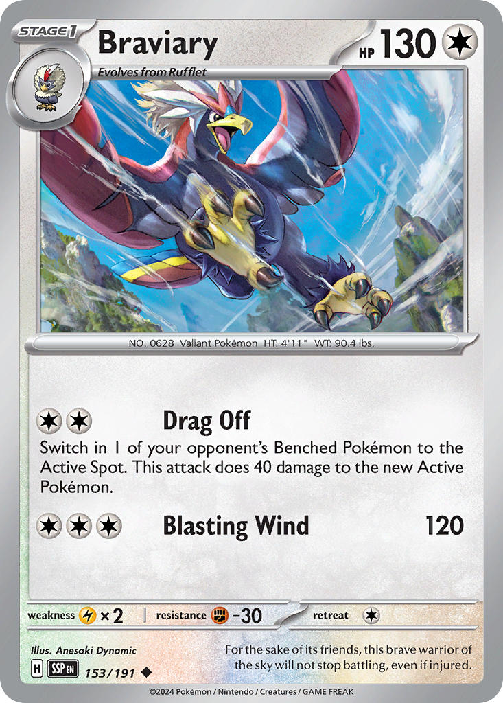 Braviary⁣ - Surging Sparks⁣ (Uncommon)⁣ [153] English / Near Mint / Reverse-Holo Normal