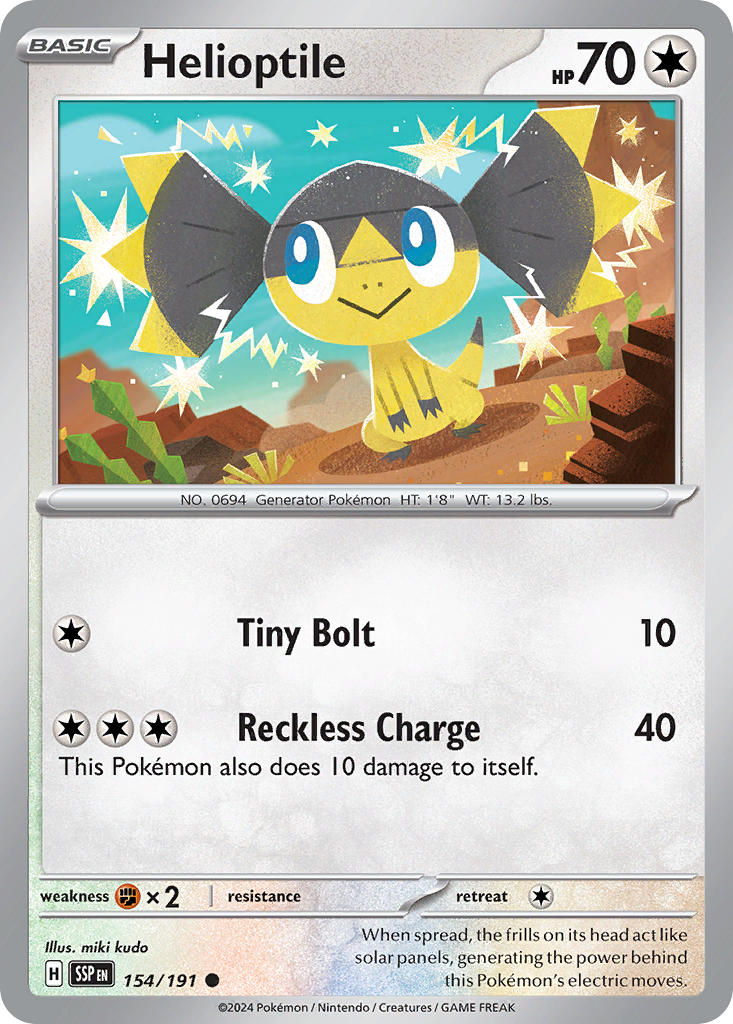 Helioptile⁣ - Surging Sparks⁣ (Common)⁣ [154] English / Near Mint / Reverse-Holo Normal