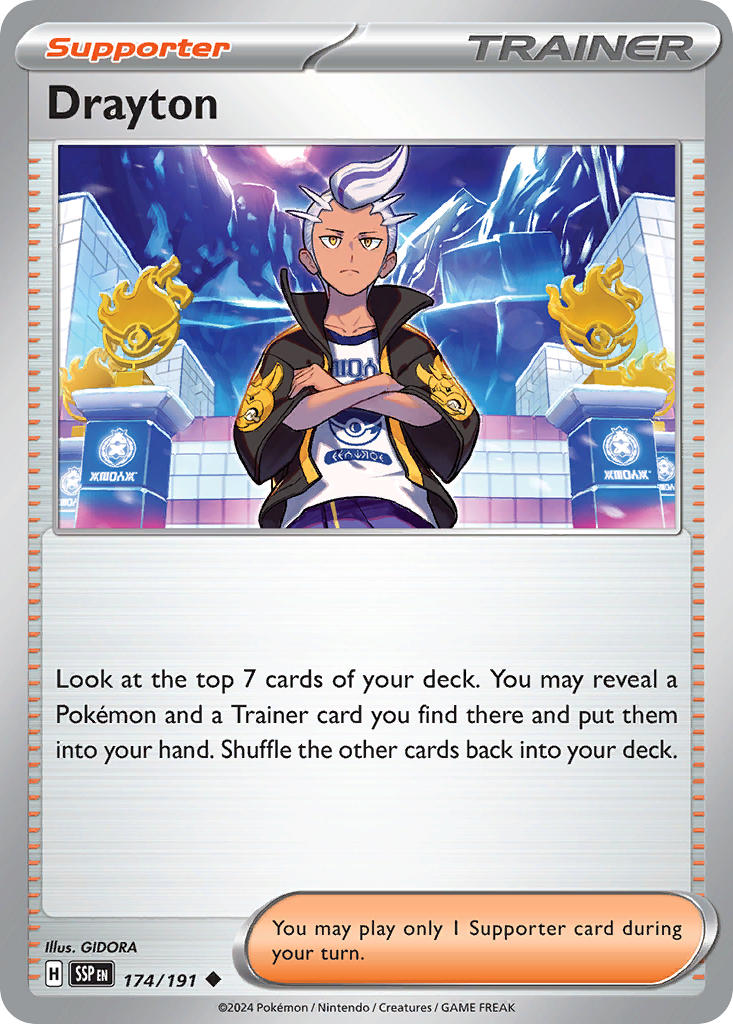 Drayton⁣ - Surging Sparks⁣ (Uncommon)⁣ [174] English / Near Mint / Reverse-Holo Normal