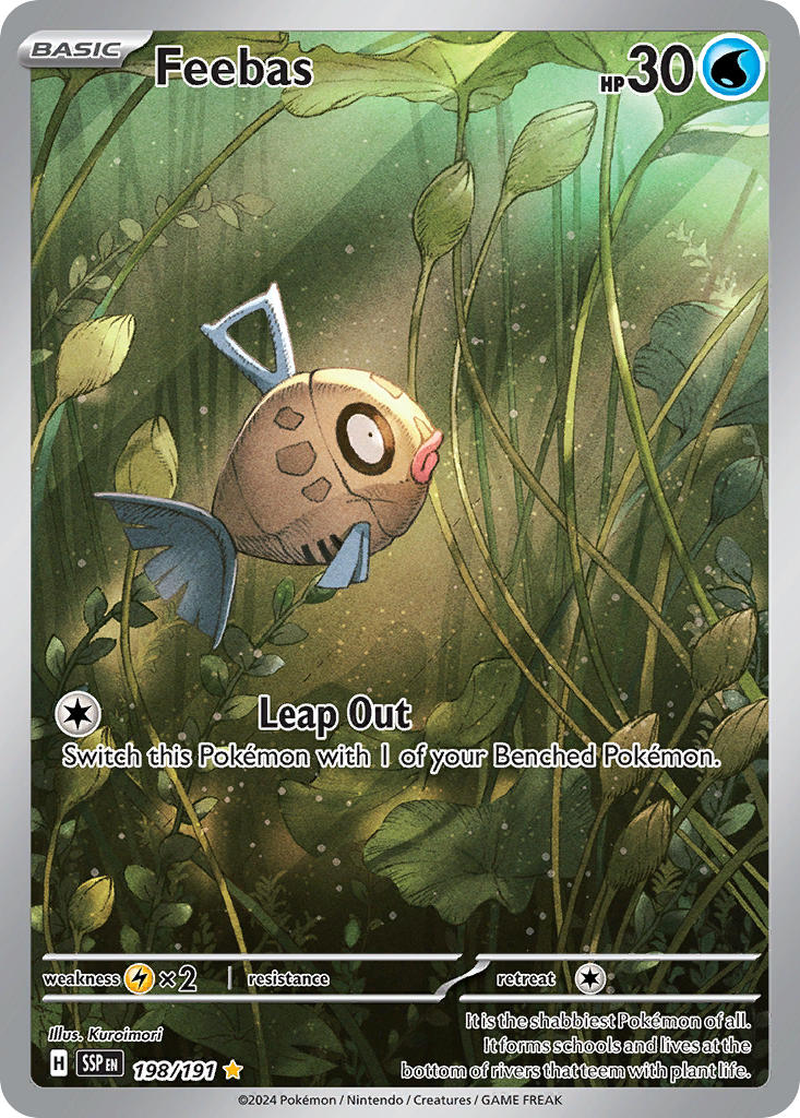 Feebas⁣ - Surging Sparks⁣ (Illustration Rare)⁣ [198] English / Near Mint / Normal