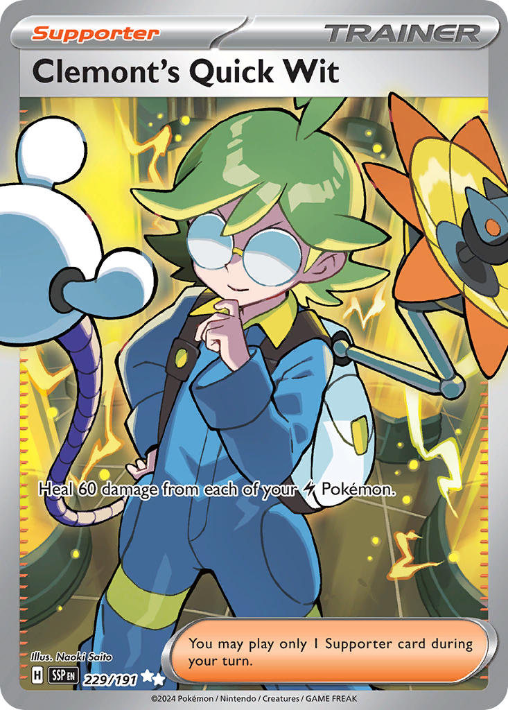 Clemont's Quick Wit⁣ - Surging Sparks⁣ (Ultra Rare)⁣ [229] English / Near Mint / Normal