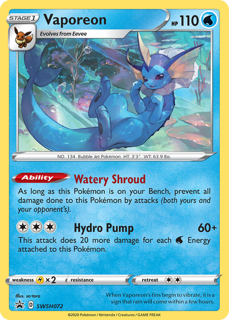 Vaporeon⁣ - SWSH Black Star Promos⁣ (Promo)⁣ [072] English / Excellent / Normal