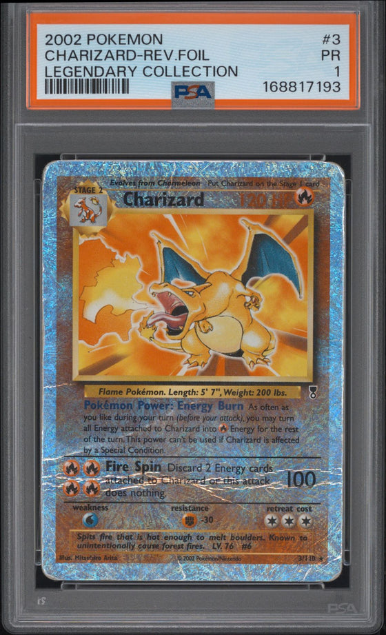 Charizard #3 Reverse Holo - Legendary Collection - PSA 1
