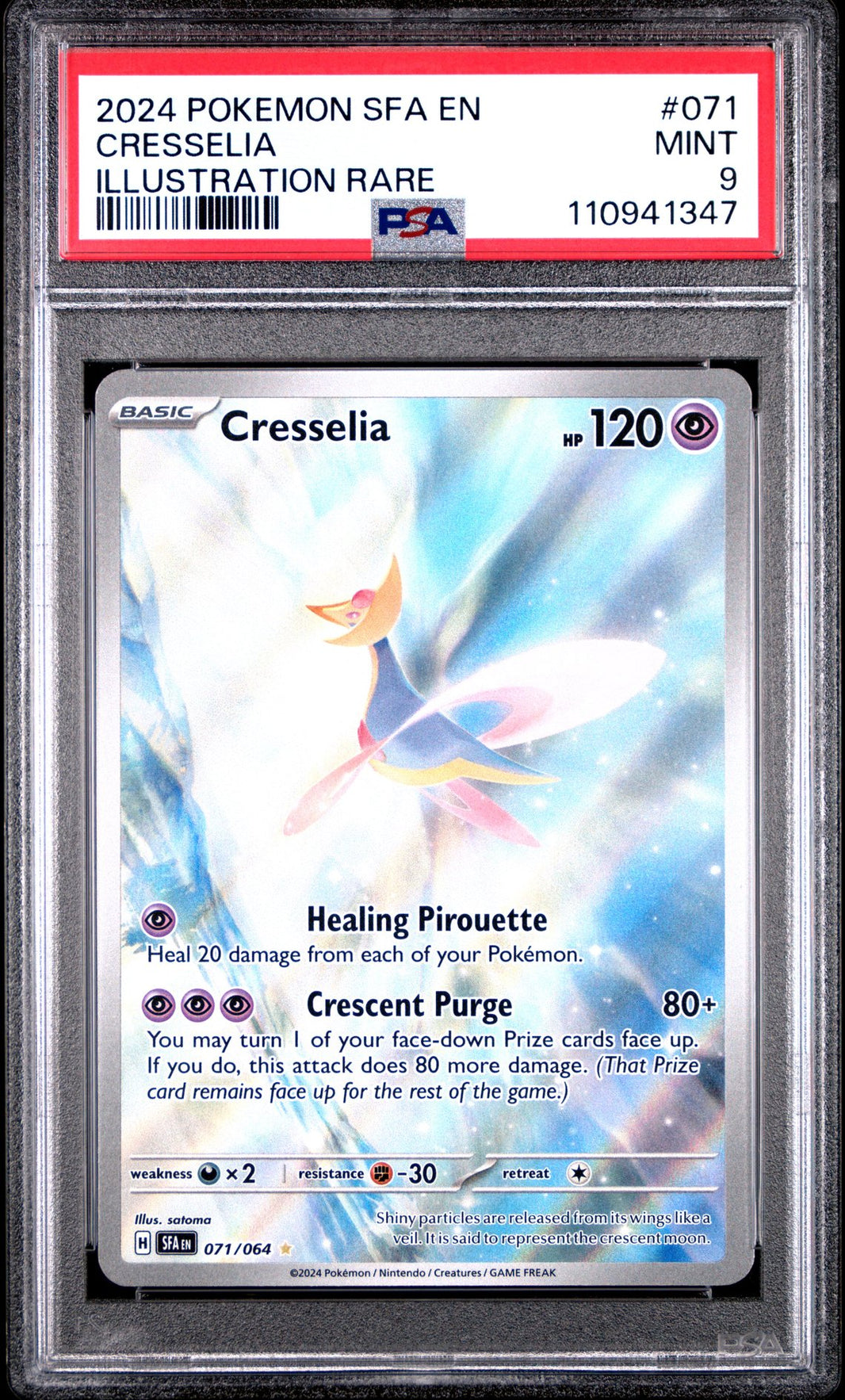 Cresselia #071 - Shrouded Fable - PSA 9 (forside)