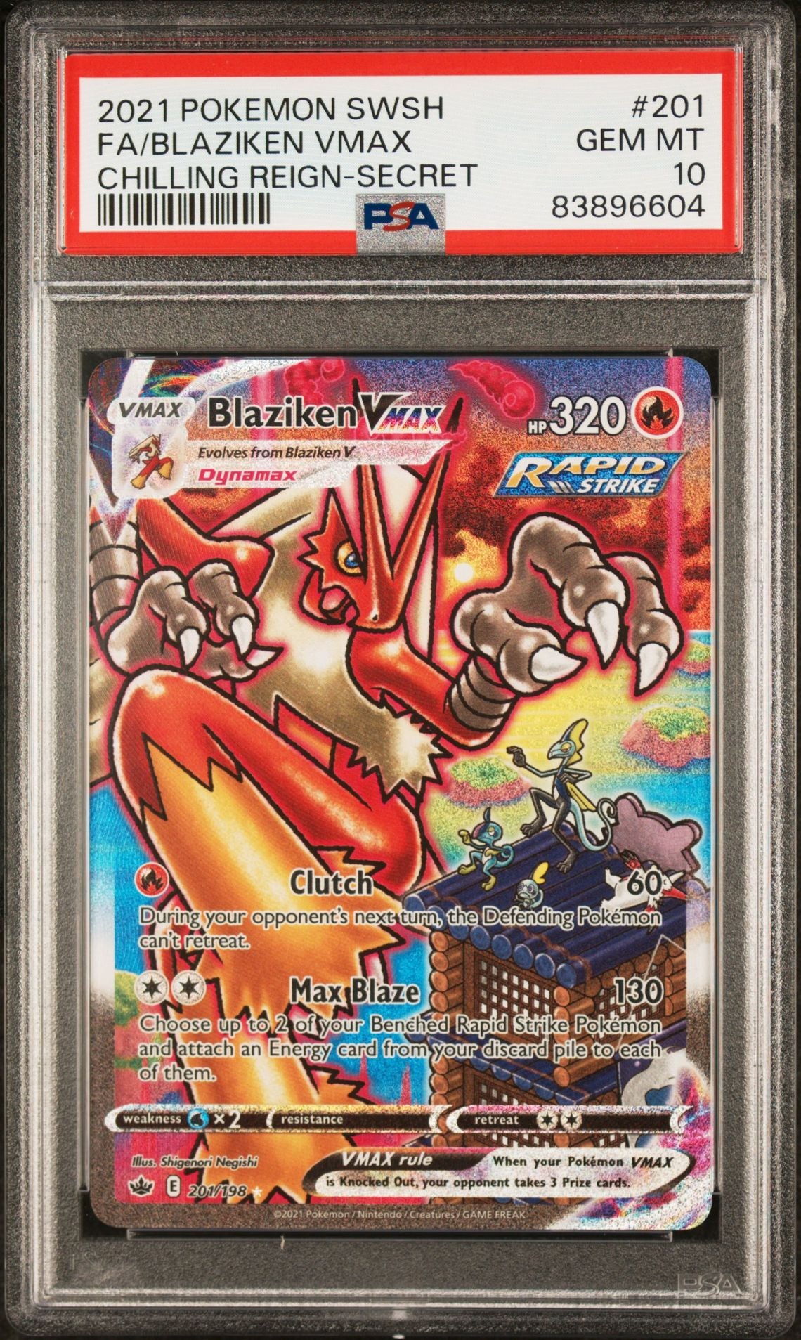 Blaziken VMAX #201 Sword & Shield Chilling Reign PSA 10 - forside