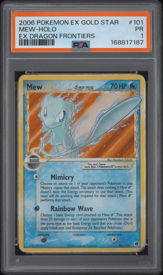 Mew Gold Star #101 - EX Dragon Frontiers - PSA 1