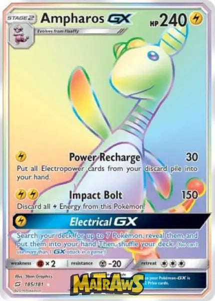 Ampharos GX - Rainbow - 185/181 Enkeltkort Team Up 