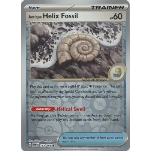 Antique Helix Fossil - Reverse - 153/165 - Enkeltkort