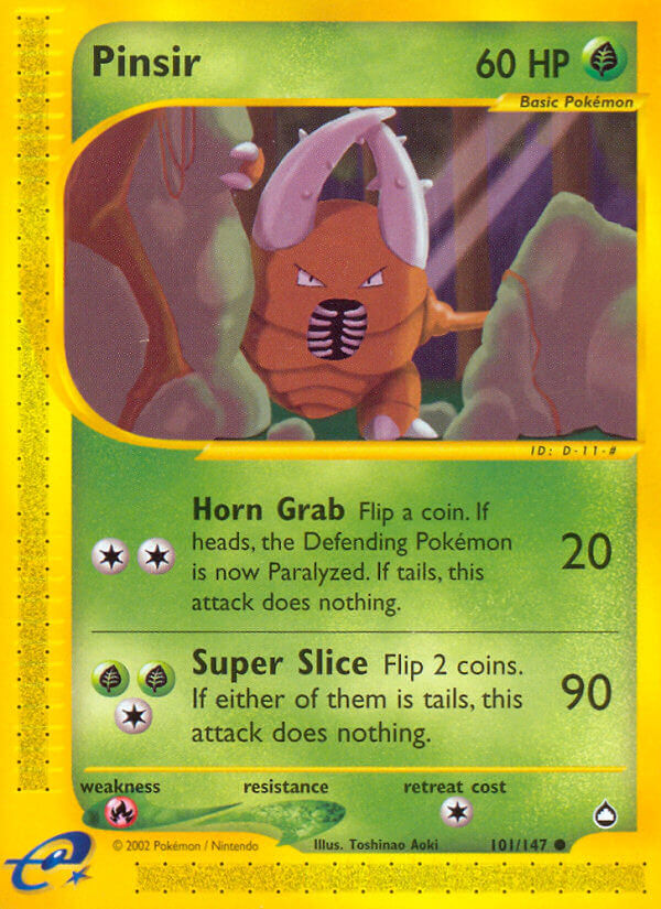 Pinsir⁣ - Aquapolis⁣ (Common)⁣ [101] English / Played / Reverse-Holo Normal