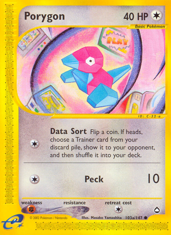 Porygon⁣ - Aquapolis⁣ (Common)⁣ [103b] English / Poor / Reverse-Holo Normal