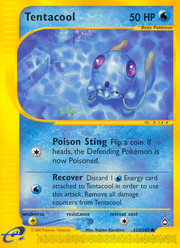 Tentacool⁣ - Aquapolis⁣ (Common)⁣ [113] English / Excellent / Reverse-Holo Normal