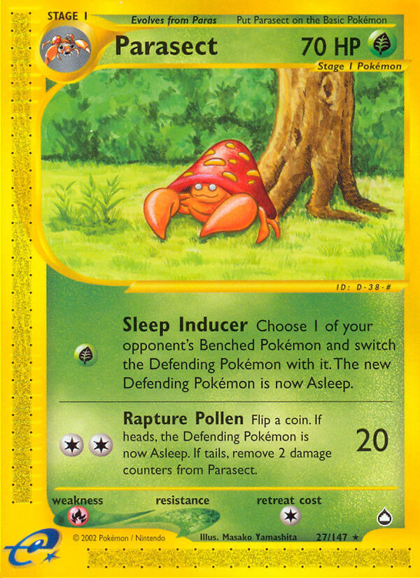 Parasect⁣ - Aquapolis⁣ (Rare)⁣ [27] English / Light Played / Reverse-Holo Normal