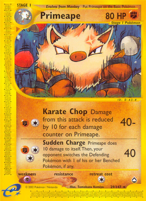 Primeape⁣ - Aquapolis⁣ (Rare)⁣ [29] English / Good / Normal