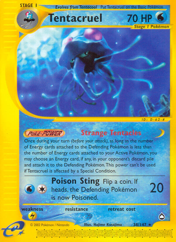 Tentacruel⁣ - Aquapolis⁣ (Rare)⁣ [38] English / Poor / Reverse-Holo Normal