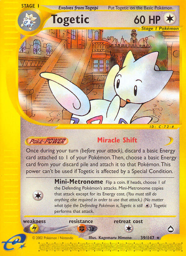 Togetic⁣ - Aquapolis⁣ (Rare)⁣ [39] English / Good / Reverse-Holo Normal