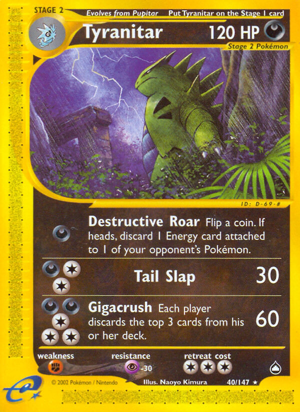 Tyranitar⁣ - Aquapolis⁣ (Rare)⁣ [40] English / Excellent / Normal