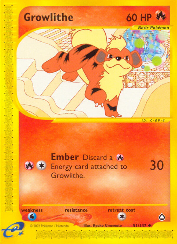 Growlithe⁣ - Aquapolis⁣ (Uncommon)⁣ [51] English / Good / Normal