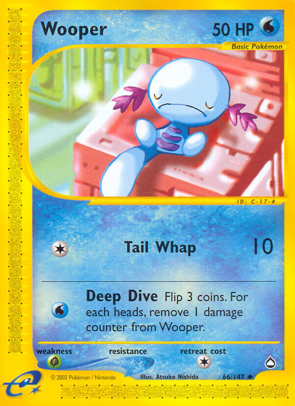 Wooper⁣ - Aquapolis⁣ (Uncommon)⁣ [66] English / Light Played / Reverse-Holo Normal