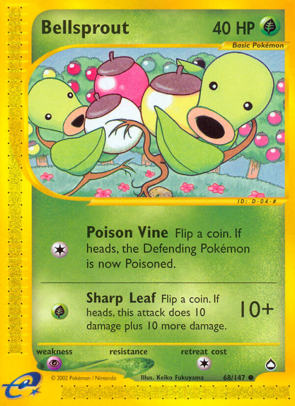Bellsprout⁣ - Aquapolis⁣ (Common)⁣ [68] English / Excellent / Normal