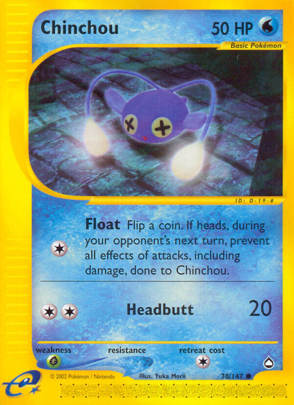 Chinchou⁣ - Aquapolis⁣ (Common)⁣ [70] English / Played / Reverse-Holo Normal
