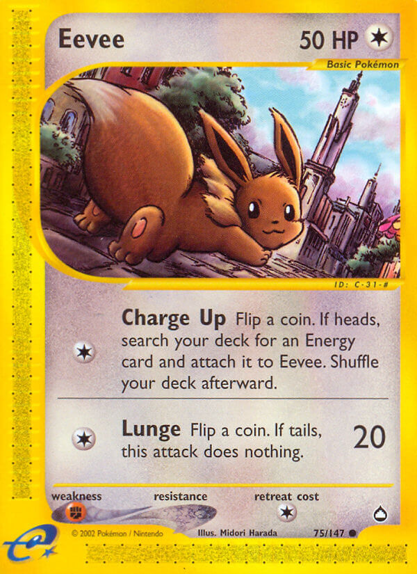 Eevee⁣ - Aquapolis⁣ (Common)⁣ [75] English / Light Played / Reverse-Holo Normal