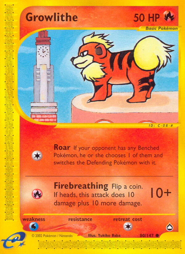 Growlithe⁣ - Aquapolis⁣ (Common)⁣ [80] English / Poor / Normal