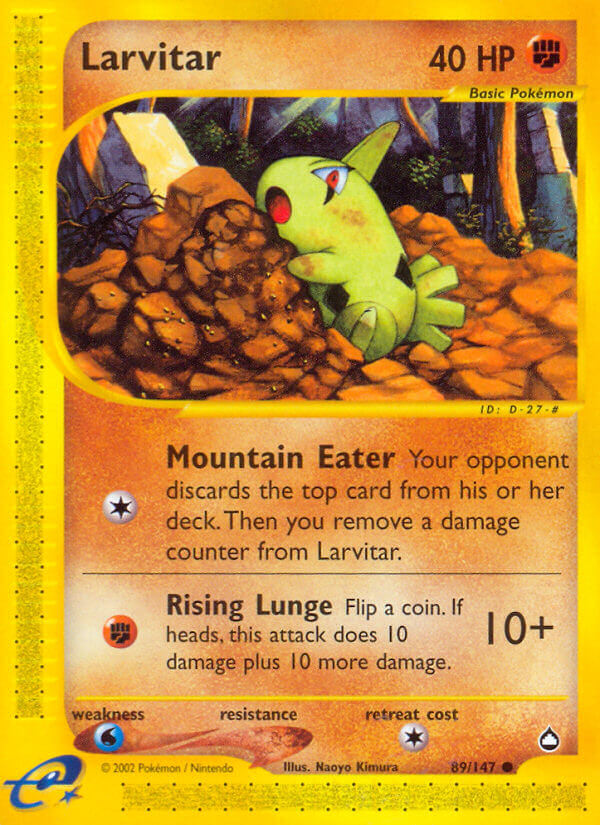 Larvitar⁣ - Aquapolis⁣ (Common)⁣ [89] English / Good / Reverse-Holo Normal