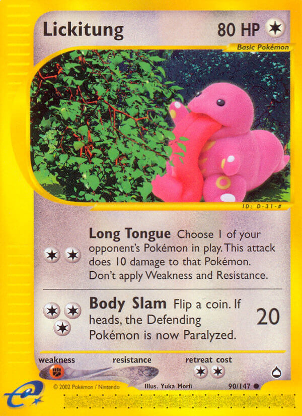 Lickitung⁣ - Aquapolis⁣ (Common)⁣ [90] English / Light Played / Reverse-Holo Normal