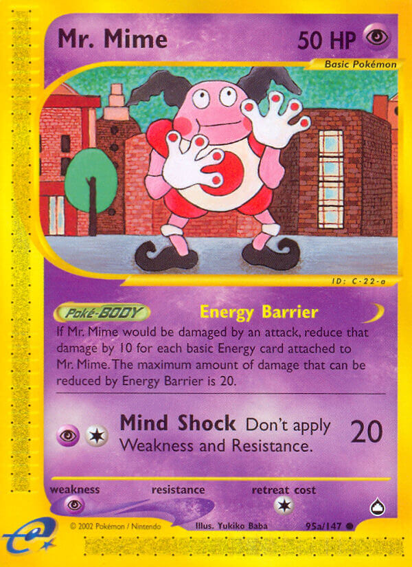 Mr. Mime⁣ - Aquapolis⁣ (Common)⁣ [95a] English / Good / Reverse-Holo Normal