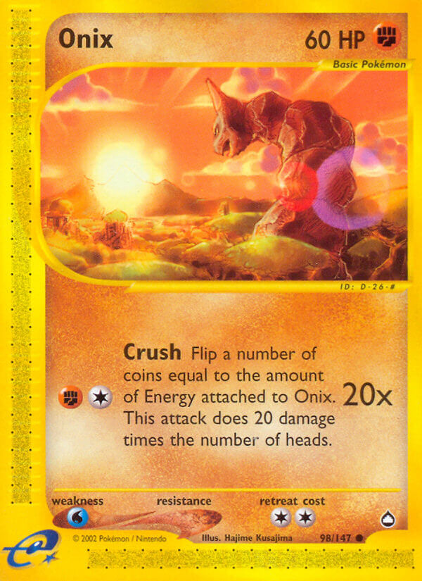 Onix⁣ - Aquapolis⁣ (Common)⁣ [98] English / Light Played / Reverse-Holo Normal