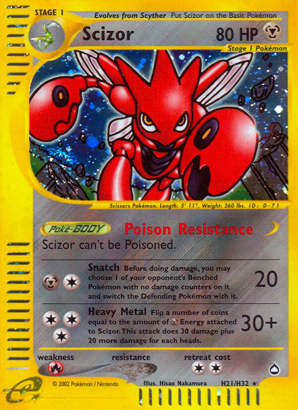 Scizor⁣ - Aquapolis⁣ (Holo Rare)⁣ [H21] English / Poor / Normal