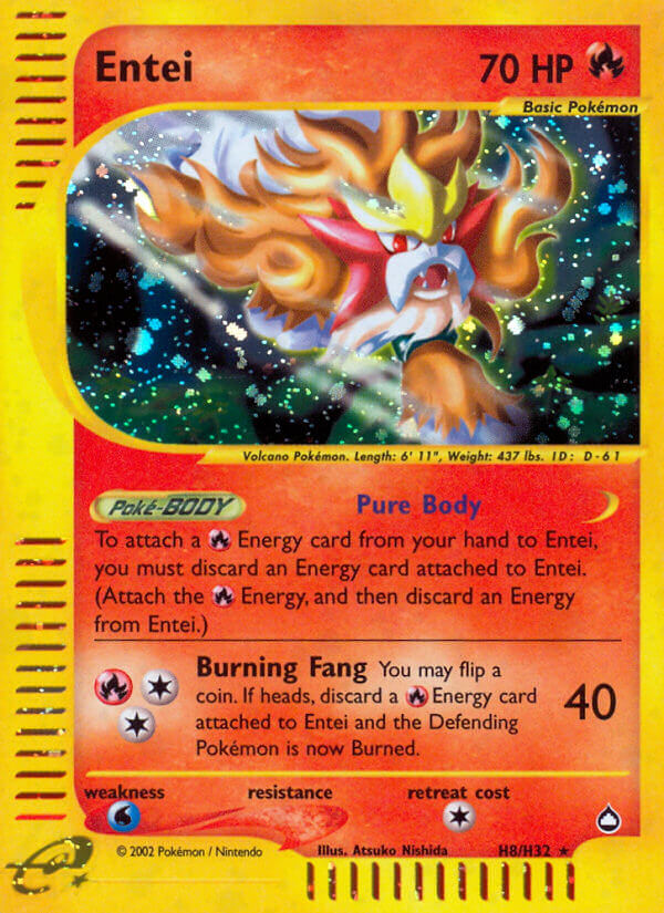 Entei⁣ - Aquapolis⁣ (Holo Rare)⁣ [H8] English / Poor / Normal