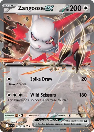Zangoose ex - Ascended Heroes (Double Rare) [ASC-167] English / Near Mint / Normal