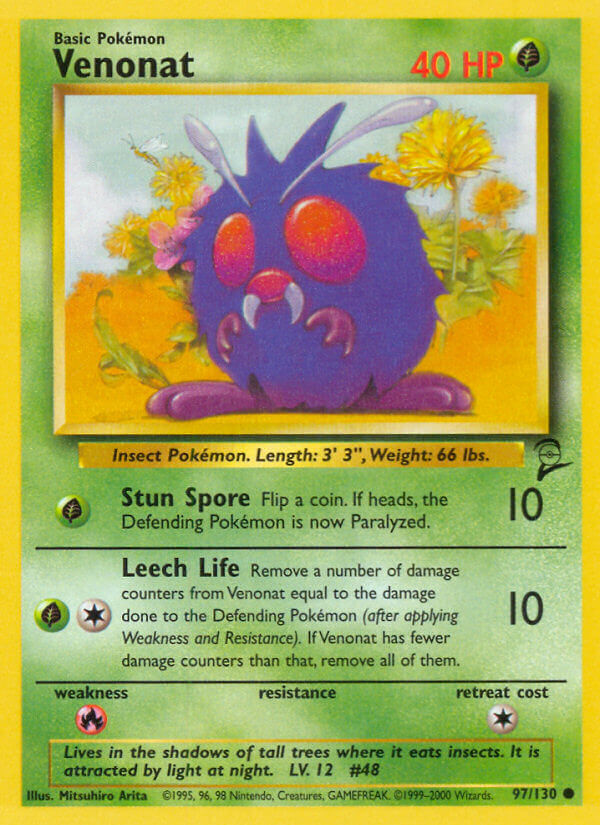 Venonat⁣ - Base Set 2⁣ (Common)⁣ [97] English / Light Played / Normal