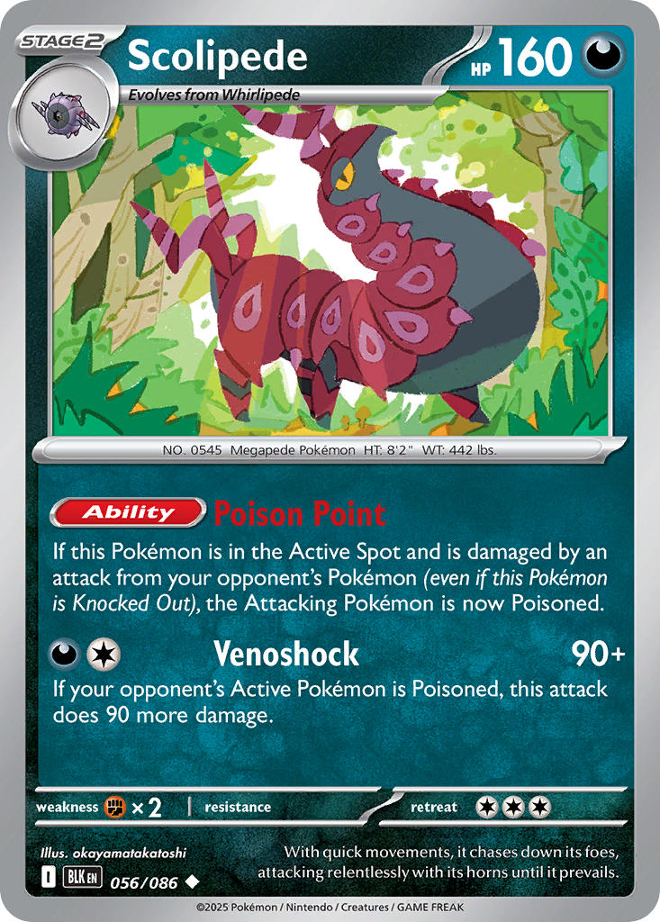 Scolipede⁣ - Black Bolt⁣ (Uncommon)⁣ [056] English / Near Mint / Normal