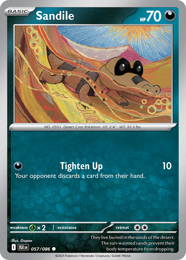 Sandile⁣ - Black Bolt⁣ (Common)⁣ [057] English / Near Mint / Reverse-Holo Normal