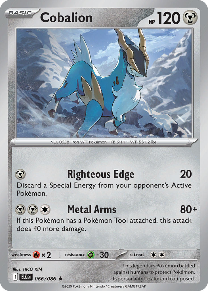 Cobalion⁣ - Black Bolt⁣ (Rare)⁣ [066] English / Near Mint / Reverse-Holo Normal