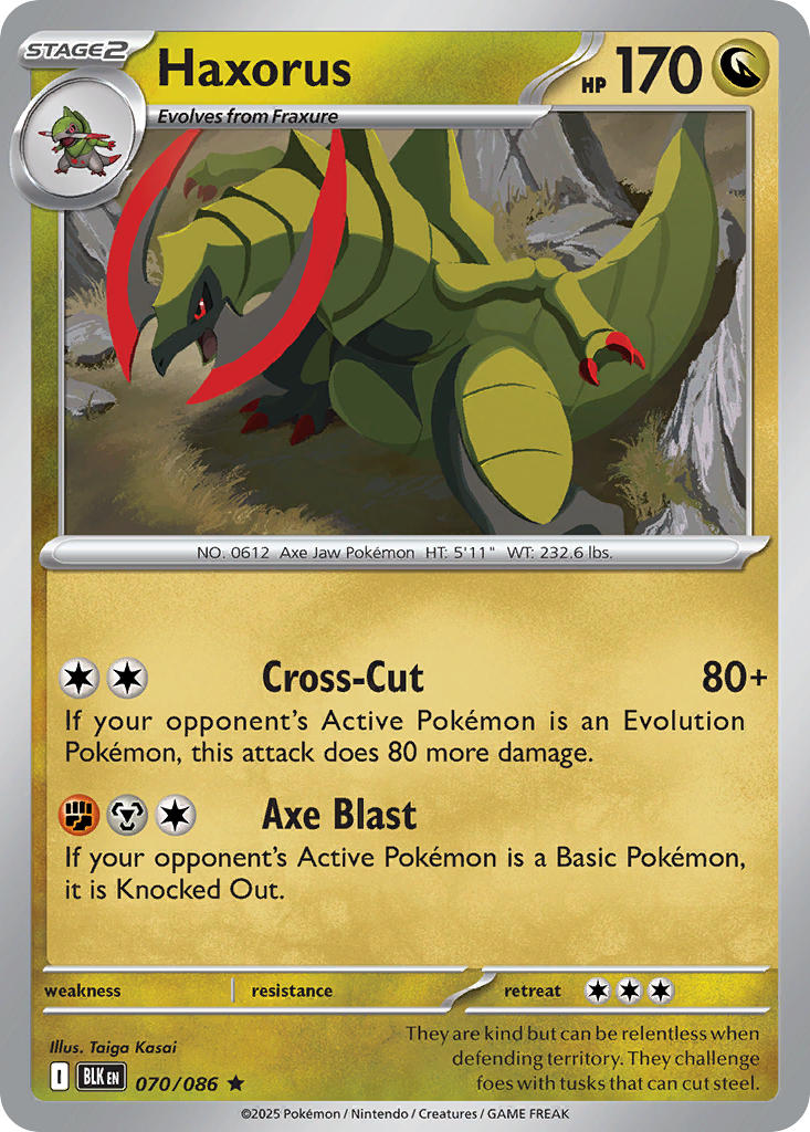 Haxorus⁣ - Black Bolt⁣ (Rare)⁣ [070] English / Near Mint / Reverse-Holo Normal